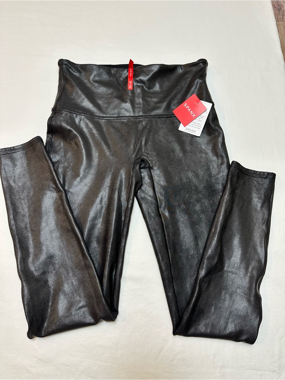 SPANXshape Faux Black Leather Leggings 2437 Large Spanx NEW with tag NWT